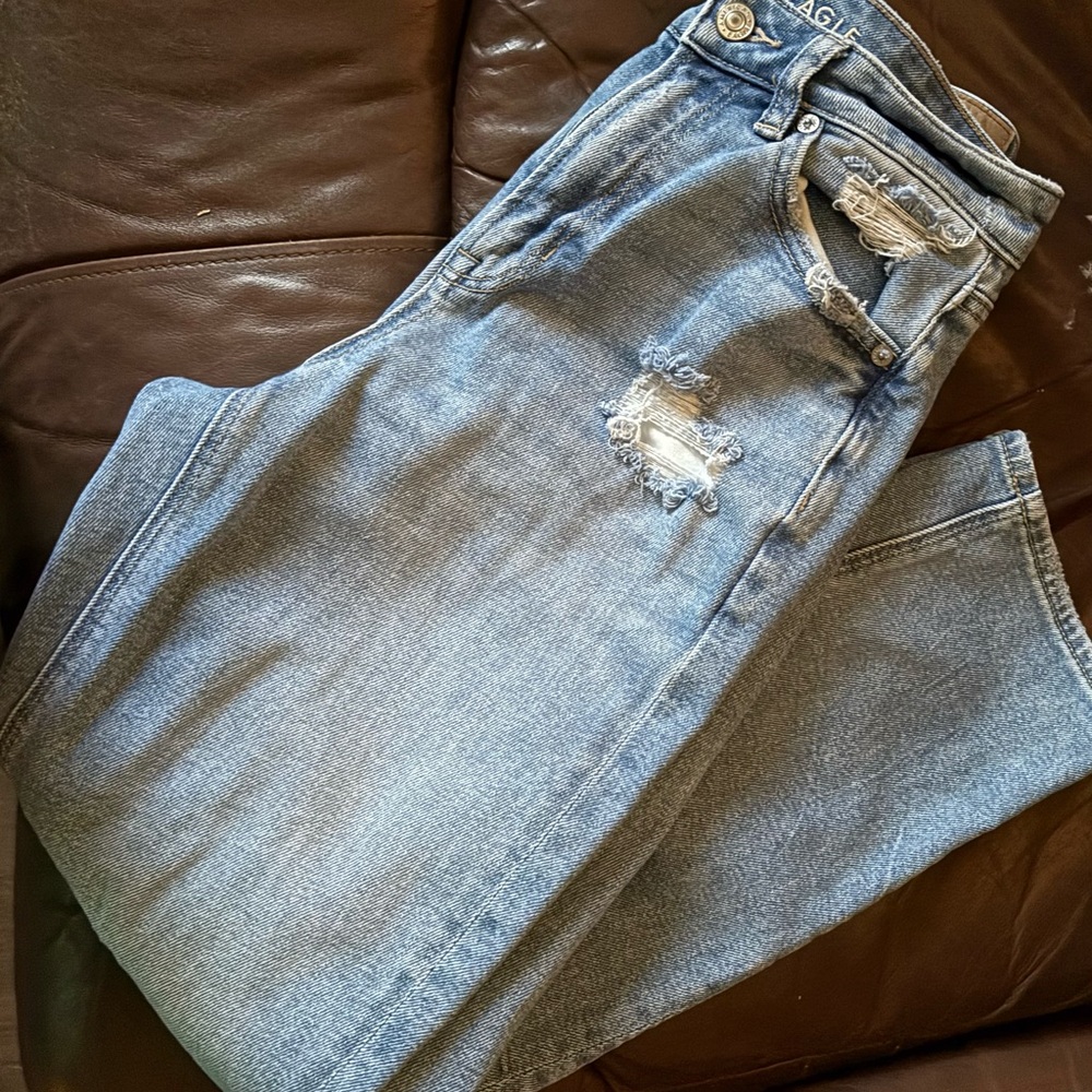 Distressed Mom Stretch Jeans